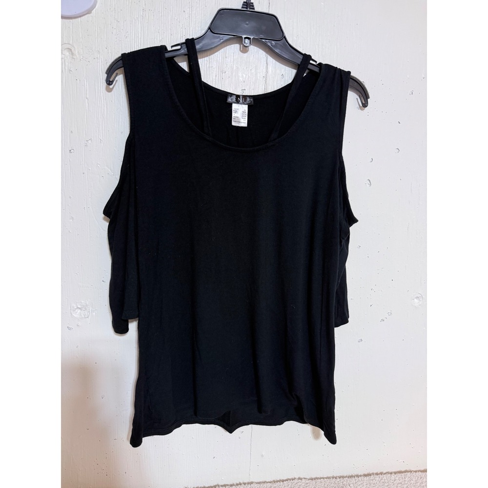Venus Womens Black Cold Shoulder Scoop Neck Half Sleeve Top XL Y94037